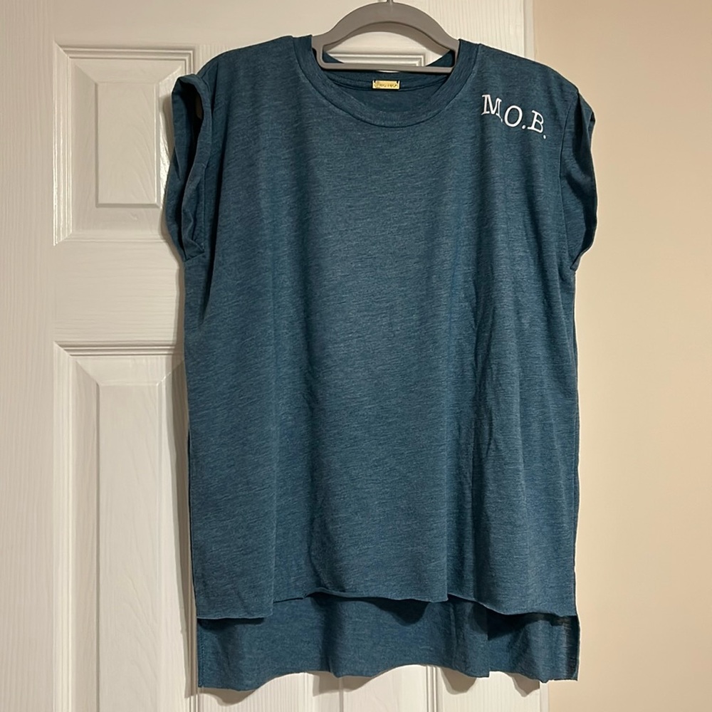 David‎ Peck Stevie Custom Shirt Mother of the Bride M. O. B. Blue Medium